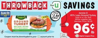 Vons Jennie-o 85% lean ground turkey offer