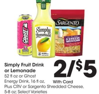 Ralphs Simply fruit drink or lemonade offer