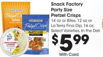 Ralphs Snack factory party size pretzel crisps offer