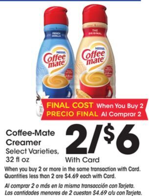 Ralphs Coffee-mate creamer offer