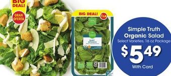 Ralphs Simple truth organic salad offer