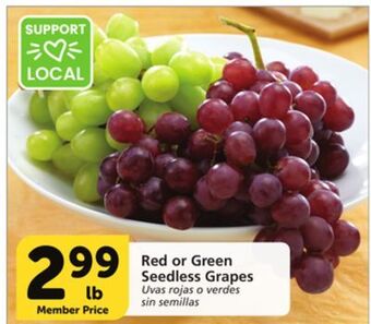 Albertsons Red or green seedless grapes offer