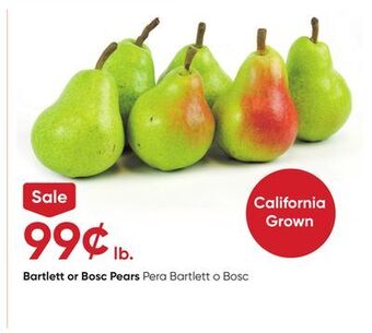 Stater Bros Bartlett or bosc pears offer