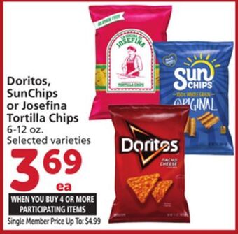 Albertsons Doritos, sunchips or josefina tortilla chips offer
