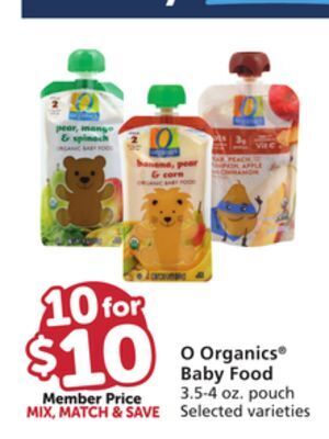 Albertsons O organics baby food offer