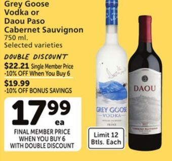 Albertsons Grey goose vodka or daou paso cabernet sauvignon offer