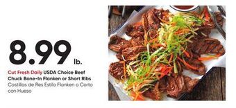 Stater Bros Usda choice beef chuck bone-in flanken or short ribs offer
