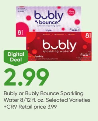 Stater Bros Bubly or bubly bounce sparkling water offer