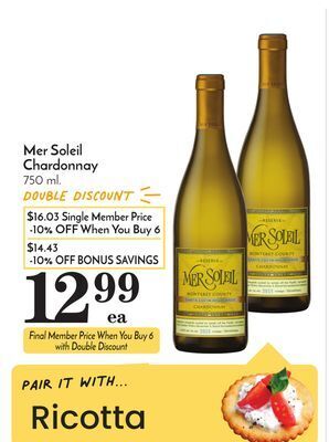 Pavilions Mer soleil chardonnay offer