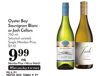 Pavilions Oyster bay sauvignon blanc or josh cellars offer