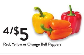 Fresh Thyme Red, yellow or orange bell peppers offer