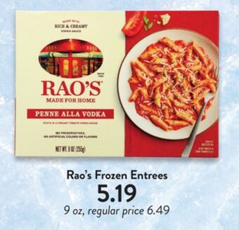 Fresh Thyme Rao's frozen entrees offer