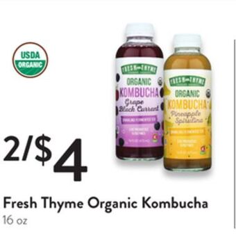 Fresh Thyme Fresh thyme organic kombucha offer