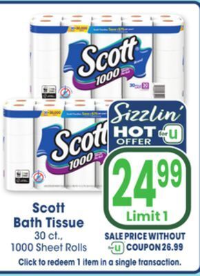 Jewel-Osco Scott bath tissue offer