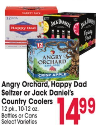 Jewel-Osco Angry orchard, happy dad seltzer or jack daniel's country coolers offer