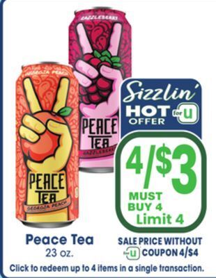 Jewel-Osco Peace tea offer
