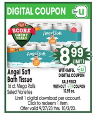 Jewel-Osco Angel soft bath tissue offer