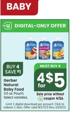 Jewel-Osco Gerber natural baby food offer