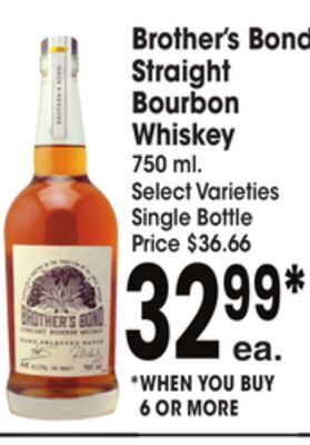 Jewel-Osco Brother's bond straight bourbon whiskey offer