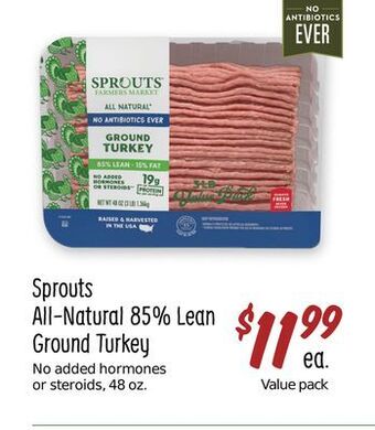 Sprouts Farmers Market Sprouts all-natural 85% lean ground turkey offer