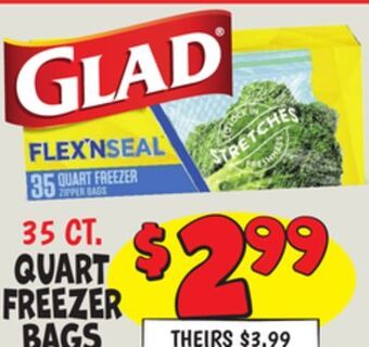 Ollie's Glad 35 ct. quart freezer bags offer