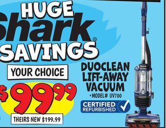 Ollie's Shark duoclean lift-away vacuum offer