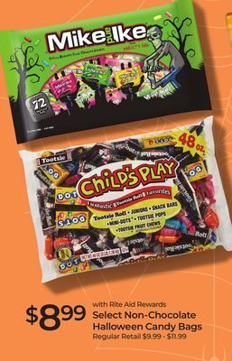 Rite Aid Select non-chocolate halloween candy bags offer