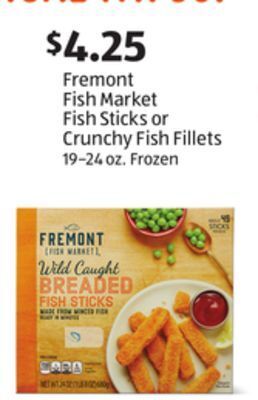 Aldi Fremont fish market fish sticks or crunchy fish fillets offer