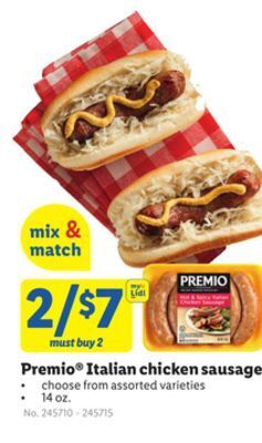 Lidl Premio italian chicken sausage offer