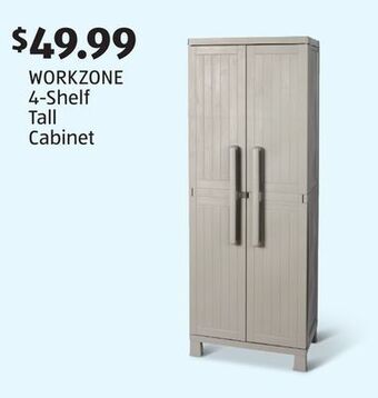Aldi Workzone 4-shelf tall cabinet offer