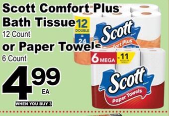 Superior Grocers Scott comfort plus bath tissue 12 count or paper towels 6 count offer