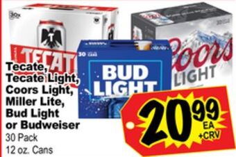 Superior Grocers Tecate, tecate light, coors light, miller lite, bud light or budweiser 30 pack offer