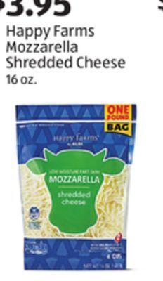Aldi Happy farms mozzarella shredded cheese offer