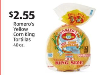 Aldi Romero's yellow corn king tortillas offer