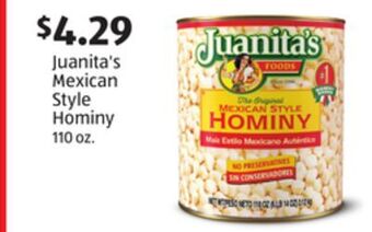 Aldi Juanita's mexican style hominy offer