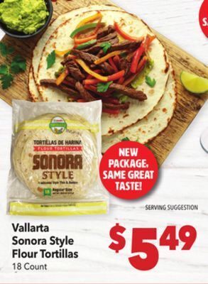 Vallarta Supermarkets Vallarta sonora style flour tortillas offer