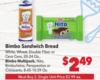 Vallarta Supermarkets Bimbo sandwich bread offer