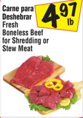 El Super Fresh boneless beef for shredding or stew meat offer