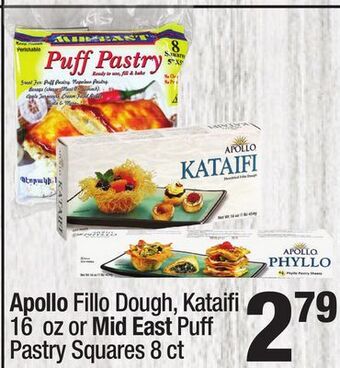 Super King Markets Apollo fillo dough, kataifi 16 oz or mid east puff pastry squares 8 ct offer