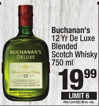 Super King Markets Buchanan's 12 yr de luxe blended scotch whisky offer
