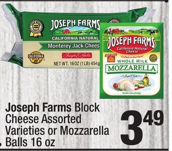 Super King Markets Joseph farms block cheese assorted varieties or mozzarella balls 16 oz offer