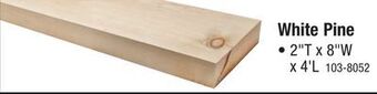 Menards Live edge timber co. 2 x 8 x 4' white pine square edge lumber offer