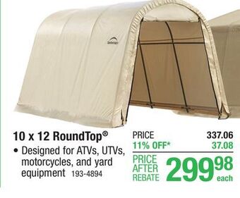Menards Shelterlogic roundtop shed-in-a-box 10 x 12 sandstone fabric carport shelter offer
