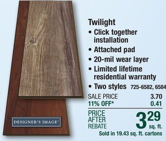 Menards Designer's image twilight moonlit mist 7.17 x 48.82 floating luxury vinyl plank flooring (19.43 sq.ft/ctn) offer