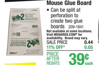 Menards Jawz mouse glue board offer