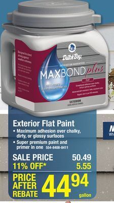 Menards Dutch boy maxbond plus exterior 100% acrylic flat polka dot paint + primer - 1 gal offer