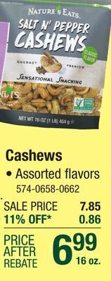 Menards Nature's eats salted cashews - 16 oz offer