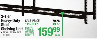 Menards Performax 77w x 72h x 24d 3-shelf heavy-duty metal freestanding shelving unit offer