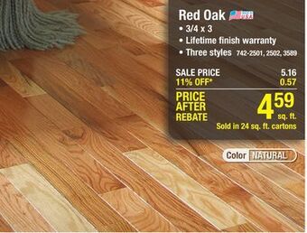 Menards Great lakes wood floors natural red oak 3/4 x 3 solid hardwood flooring (24 sq.ft/ctn) offer