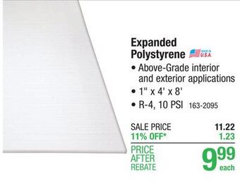 Menards R-4 (10 psi) 1 x 4' x 8' expanded polystyrene foam board insulation offer